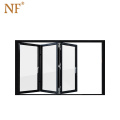 Aluminium internal bi folding window with clear tempered glass